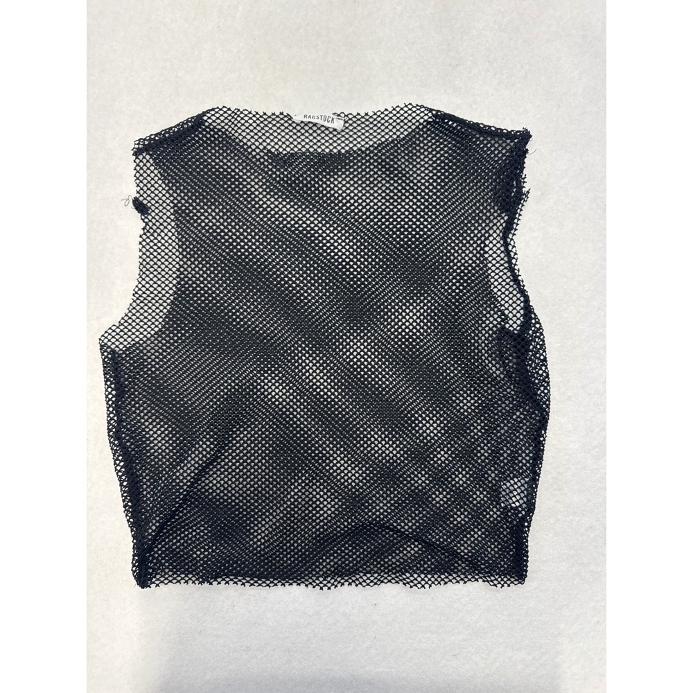Ragstock Black Mesh Tank Top Sleeveless Fishnet Layering Crop Top Women Small